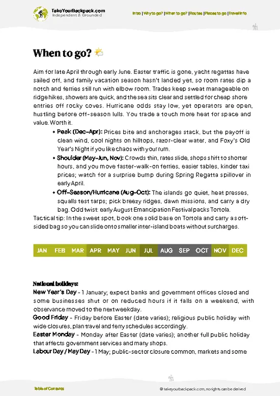 example page 3 from our offline Travel Guide for British Virgin Islands